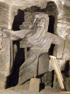 Krakow salt mines: sculpture of miner