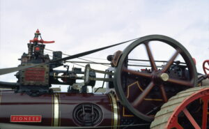 Llantwit Major, steam traction Engine driving belt to what? thresher?, ?June 1972