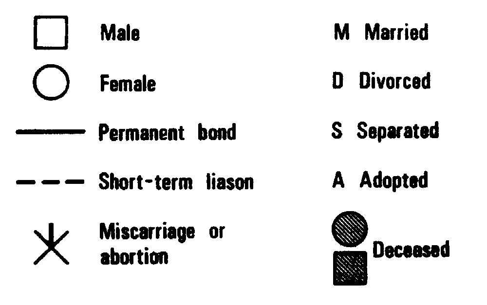 Figure 4.1 Key to Geneograms