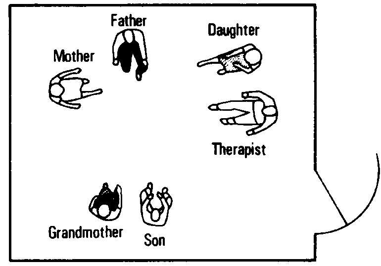 Figure 7.1b Change in Seating in a Family Session
